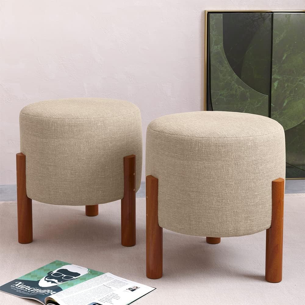 Kit 2 Puff Banquinho Redondo Decorativo